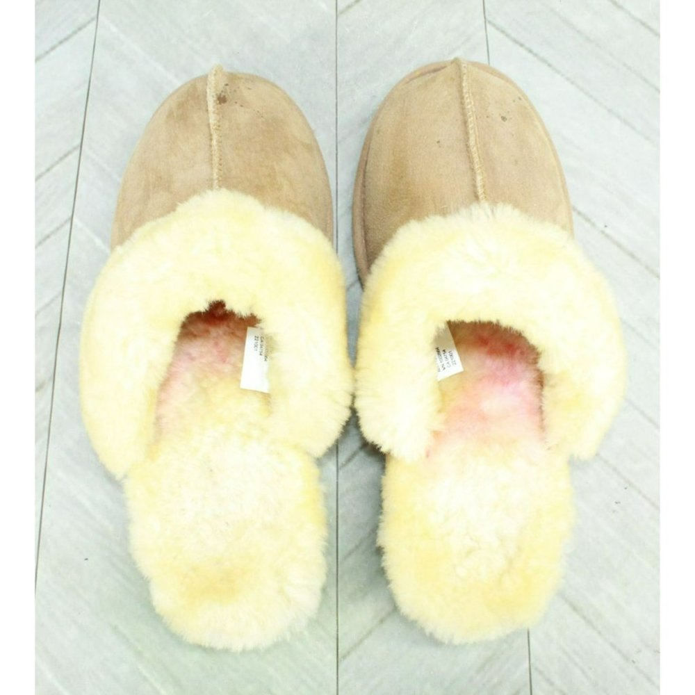 LL Bean Brown Suede Slip On Shearling Lined Clogs Slippers Size 9 M - Picture 7 of 10